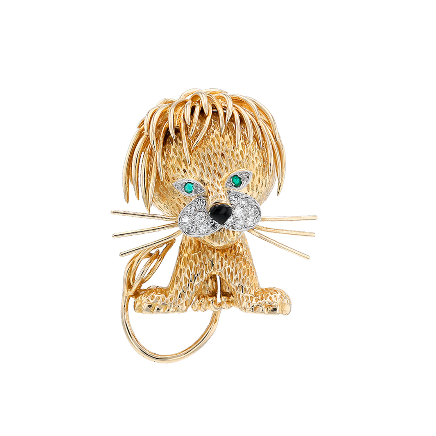 00pp-van-cleef-arpels-lion-ebouriffe-large-model-1960-s-brooch-pendant-in-yellow-gold-diamonds-and-emerald